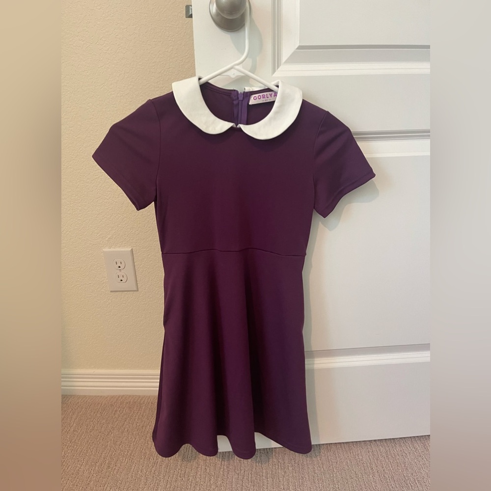 GORLYA Girl's Vintage Peter Pan Collar Fit Dress